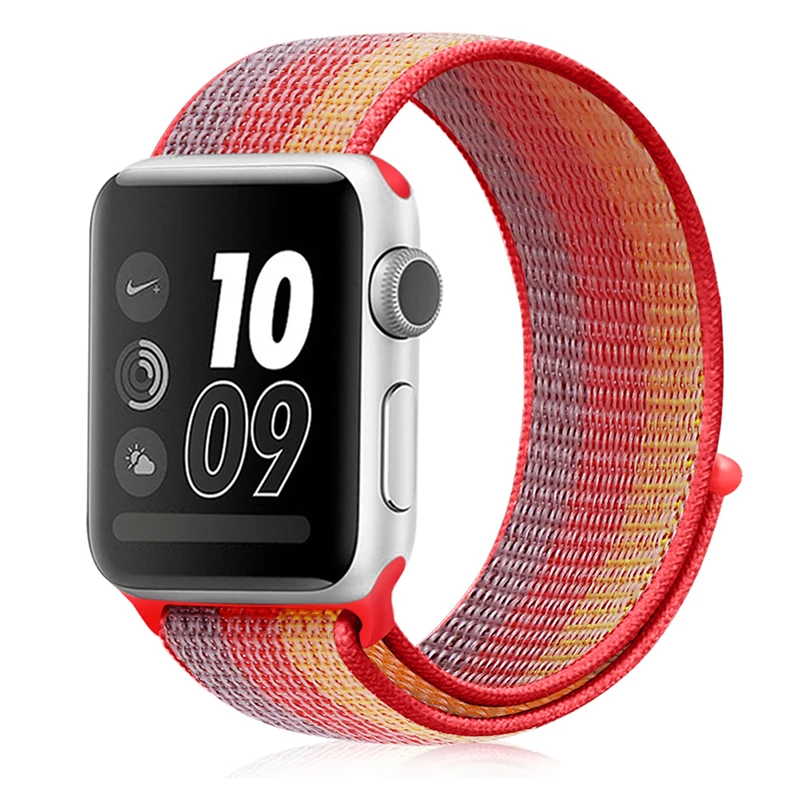 stripe 3 Ремешок для наручных часов Apple Watch Series 5/4/3/2/1 38 мм 42 мм мягкий нейлон в едином положении во время занятий легкой атлетикой, correa, дышащая поверхность спортивные петли для наручных часов iwatch, 5 4 40 мм 44 мм - Цвет ремешка: stripe 3
