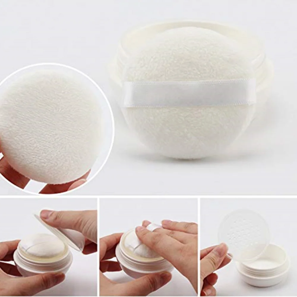 

3pcs 30g Semicircle Powder Case Talcum Powder Container Makeup Case Travel Kit Cosmetic Powder Case