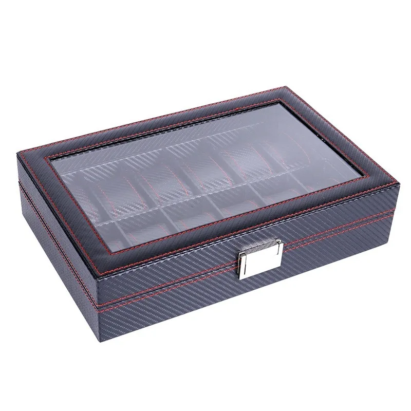 

Carbon Fiber PU Leather 12-bit Watch Box High-end Jewelry Storage Box Watch Packaging Box Watch Organizer Display Box