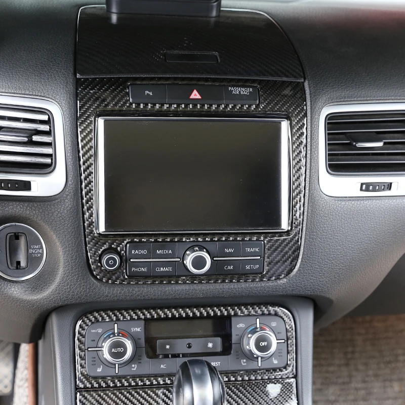 

For Volkswagen Touareg 2011-2018 Rea Carbon Fiber 3D Sticker Center Console GPS Navigation Trim Cover Interior Accessories