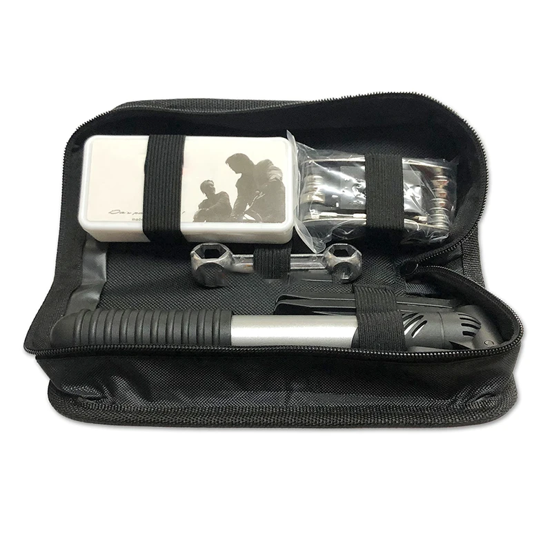 

Bicycle Tool Kit Tire Repair Bag Multi-Function Folding Tire Repair Kits Multifunctional Kit Set With Pouch Pump For Bicycle