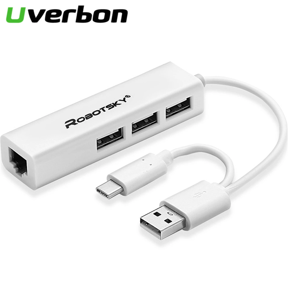 USB концентратор 2 в 1 с 3 портами USB3.1 Тип C к Ethernet адаптеру 10/100 м RJ45 Lan адаптер для Lenovo
