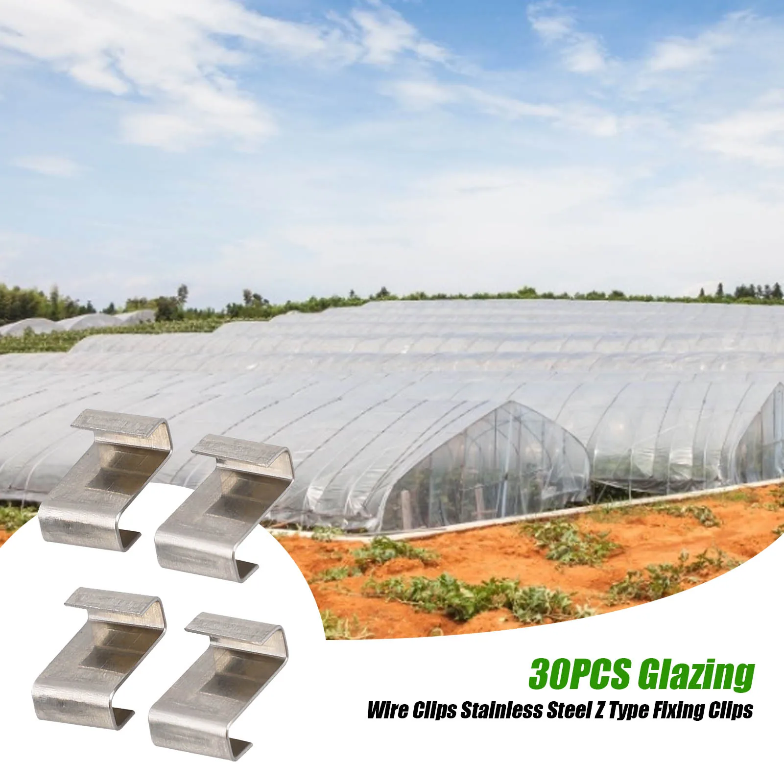 

50Pcs Greenhouse Glazing Clips Stainless Steel Z-Wire Use Fittings Glazing Clips Glass Pane Fixing Clips Holding Clamps
