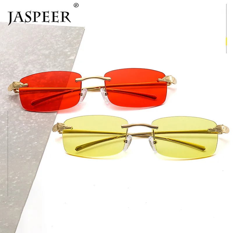 JASPEER 2020 Модные прямоугольные Солнцезащитные очки женские безободковые маленькие