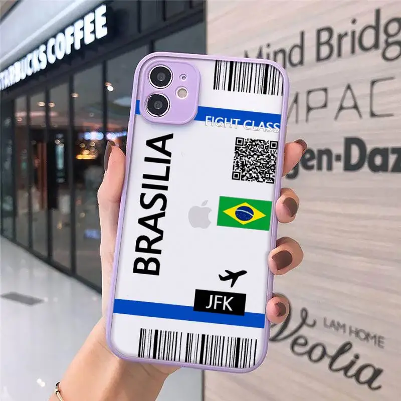 

Cute FIRST CLASS PLANE TICKET Phone Case Matte Transparent for iPhone 7 8 11 12 s mini pro X XS XR MAX Plus cover funda