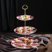 three layer cake stand bone china vintage dessert dishes fruit plates ceramic multi layer candy plate for home wedding birthday