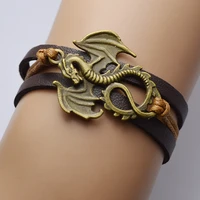 wholesale movie jewelry dragon bracelet antique bronze desolation of smaug charm vintage punk norse mythology men women