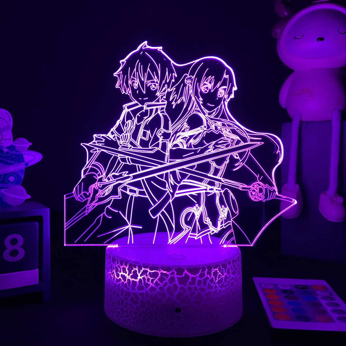 

3D Anime Sword Art Online Led Night Light Kirito and Asuna Figure Kids Child Girls Light Manga Gift Dropshipping
