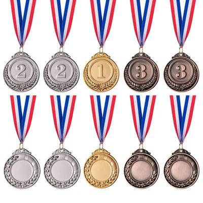 3 шт. металлические награды с лентой на шею золотой серебряный бронзовый