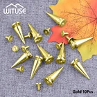 Шпильки конические в стиле панк, металлические заклепки-пули для кожевенных изделий, для одежды, сумок, Ошейников для домашних животных, 10 мм, 26 мм, серебристые, золотистые, 10 шт.