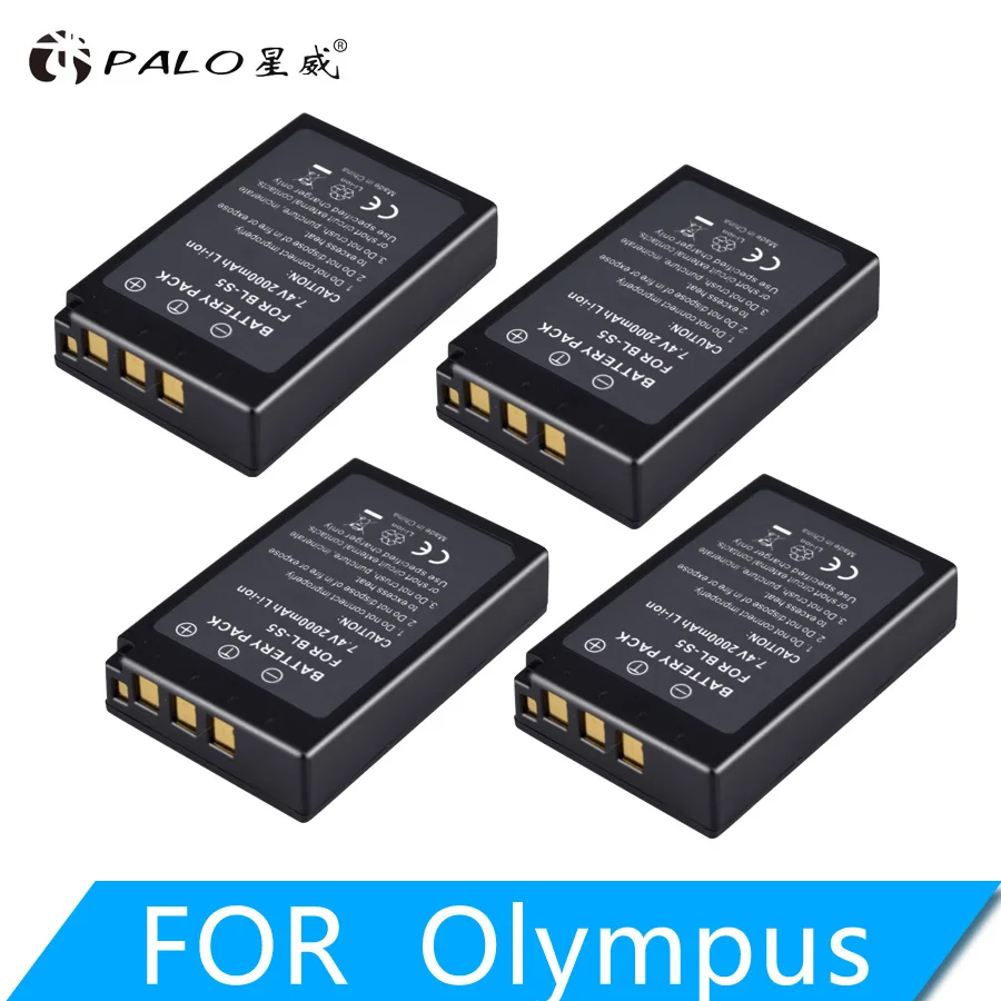 PALO 2000 мА/ч, PS-BLS5 BLS-5 BL-S5 BLS-50 BLS50 батарея для Olympus PEN E-PL2, E-PL5, E-PL6, E-PL7, E-PM2, OM-D E-M10, E-M10 II - Цвет: 4PCS