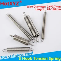 304 stainless steel s hook cylindroid helical pullback extension tension coil spring wire diameter 0 6mm 0 7mm