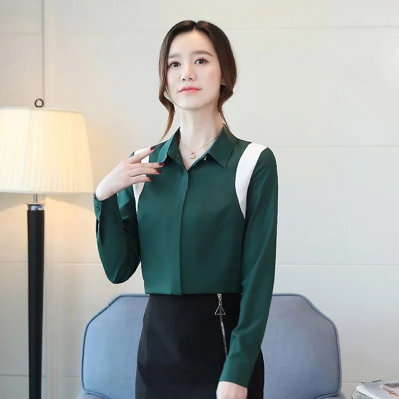 Womens Tops and Blouses Long Sleeve Top Chiffon Shirts Blouse Plus Size Blusa Feminina