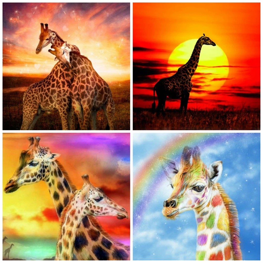 Алмазная живопись Huacan 5D полностью квадратная вышивка с жирафом стразы картина