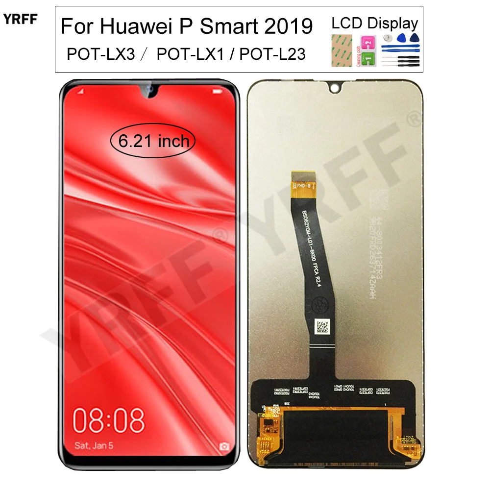 

ЖК-экран 6,21 дюйма для Huawei P Smart 2019, ЖК-дисплей, сенсорная панель, дигитайзер, POT-LX3 L23 LX1, комплекты для ремонта телефонов в сборе