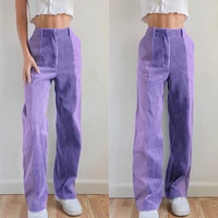 2021 autumn and winter new straight leg pants sexy solid color corduroy loose color matching casual pants womens wild trousers