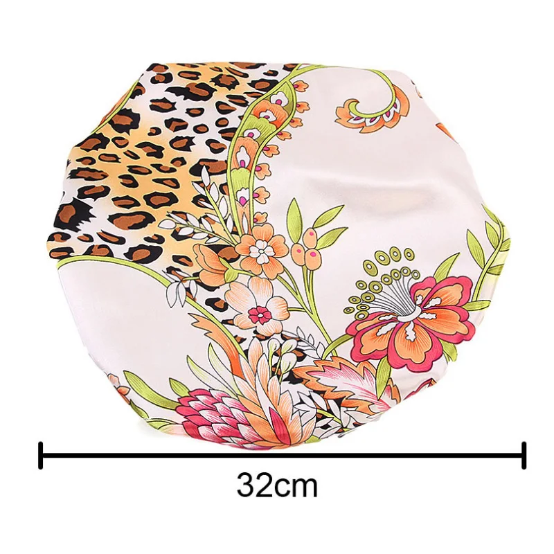 

Satin Bonnet Hair Caps Reversible Sleep Night Cap Silk Bonnet Double Layer Print Comfortable Shower Caps