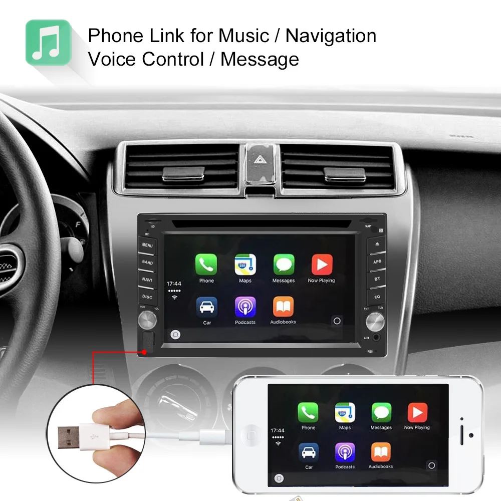 Автомобильный DVD Радио 2 din универсальный Авторадио carplay стерео In-Dash FPS Bluetooth USB/SD/AV-IN управление рулем сенсорный FM AM Cam