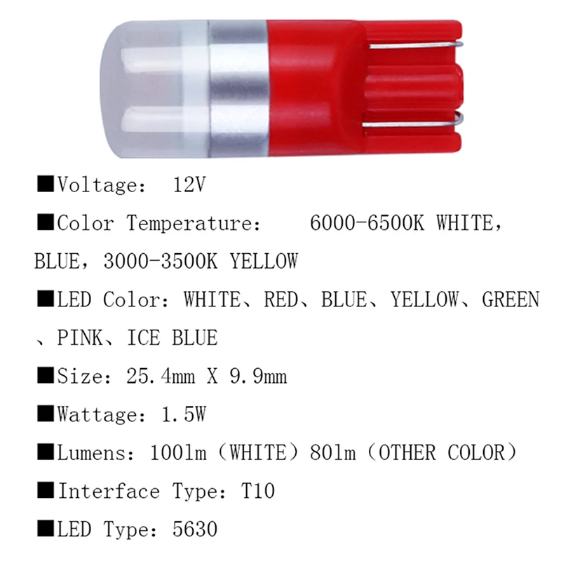 100 шт. Светодиодная лампа Светодиодный T10 194 W5W лампы 5630 2smd светодиодный белого