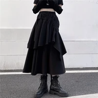 ladies skirt summer new european and american fashion wrinkle double layer splicing design leisure loose large size skirt