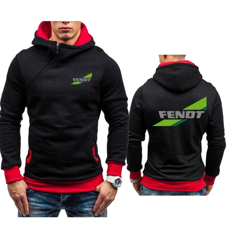

Autumn winter 2021 zipper Hooded Sweatshirt Fendt long sleeve men's hooded sticker warm running sportswear