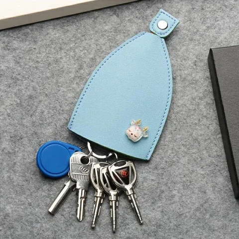 Женская кожаная Выдвижная сумка для ключей с милым мультяшным мужской держатель