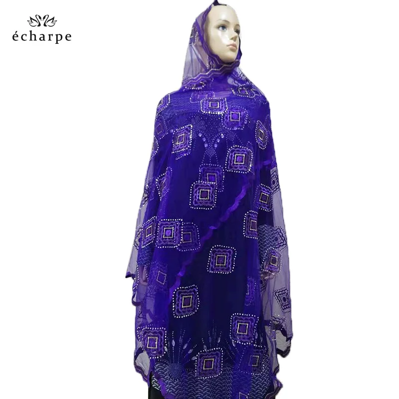 Простые вышитые шарфы африканские женские мусульманские ромбовидный узор шарф