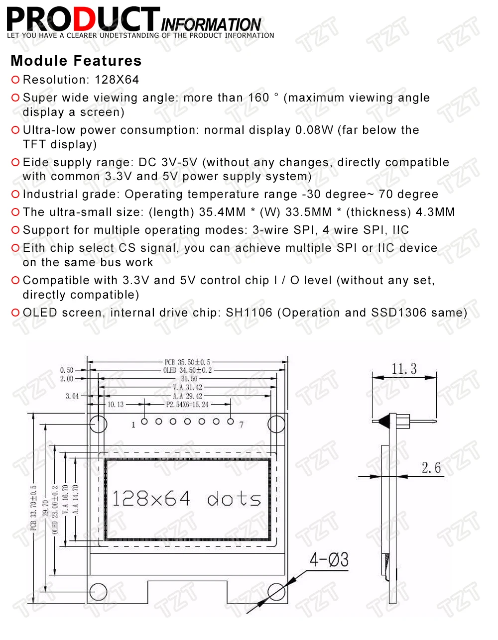 GREATZT 1 шт. 4PIN 1," O светодиодный модуль белый/синий цвет 128X64 1,3 дюймов O светодиодный ЖК-дисплей светодиодный Дисплей модуль 1,3" IIC I2C общаться