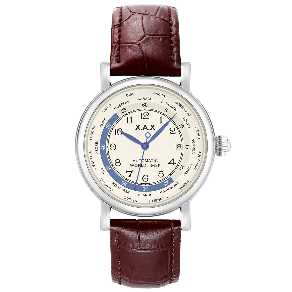 World Time Automatic Watch Male Self-wind Wirstwatch Men Luxury Mechanical Clock Waterproof Large Relogio de Luxo | Наручные часы