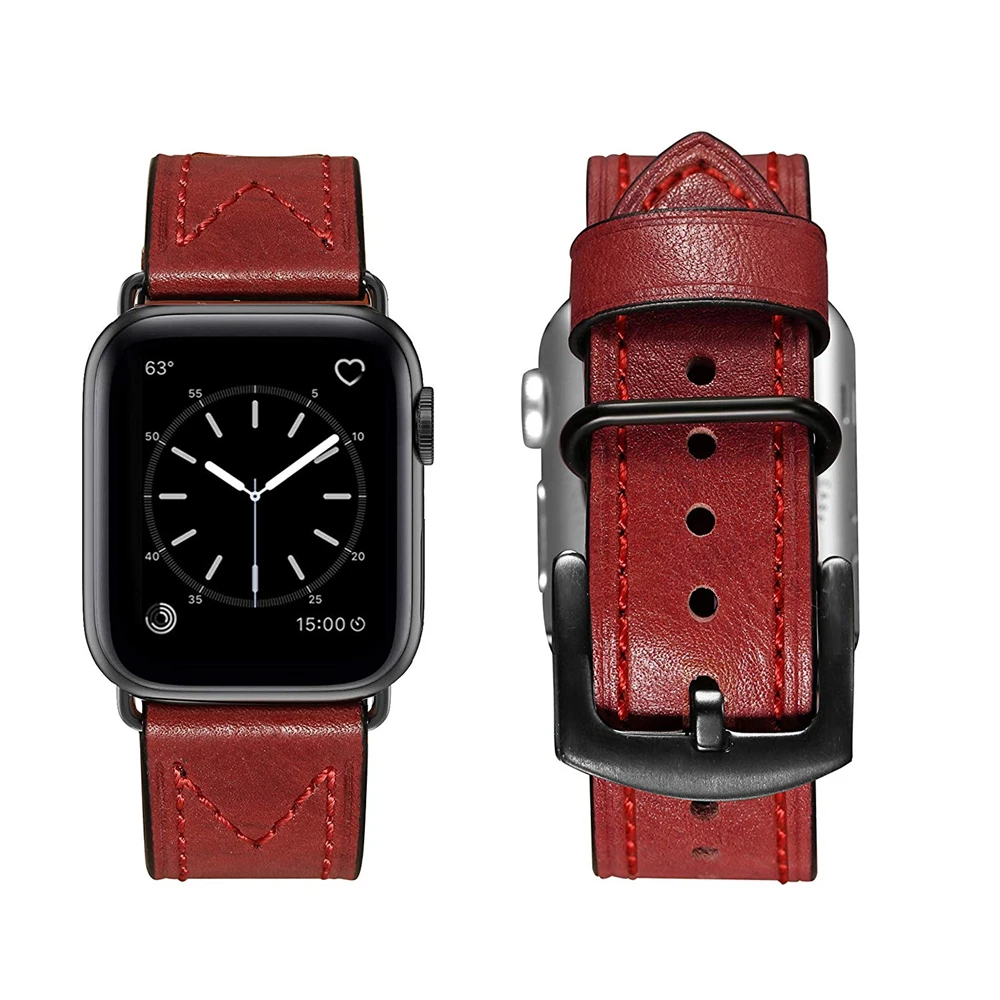 Кожаные ремешки совместимый для наручных часов Apple Watch версии 44 мм 40 браслет iWatch 38