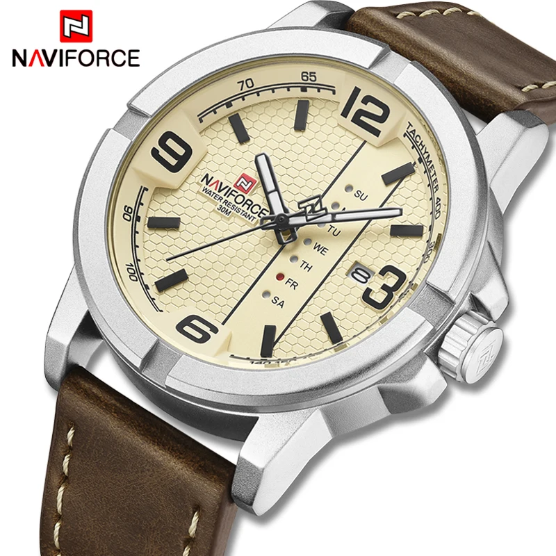 Новинка 2019 роскошные Брендовые мужские спортивные часы NAVIFORCE кварцевые