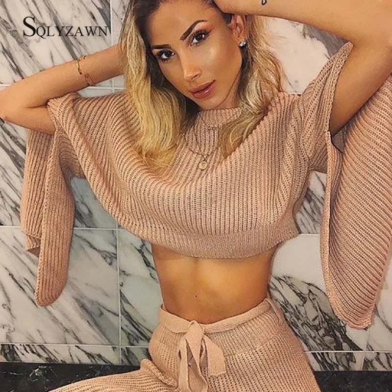 Женский хлопковый свитер комплект из двух предметов осенне зимний с