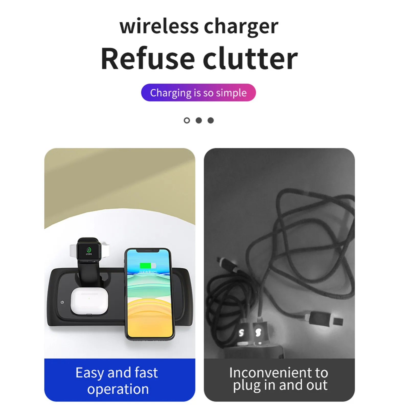 

Universal 15W Qi Wireless Charger For iPhone 12 XR 8 Samsung Quick Charge Fast Charger Dock Stand For Apple Watch 5 4 3 Airpods