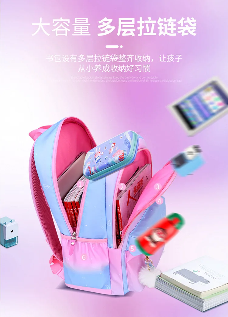 

MTA Trend Gradient Color Large-Capacity Lightweight Comfortable Schoolbag for Primary and High School Students