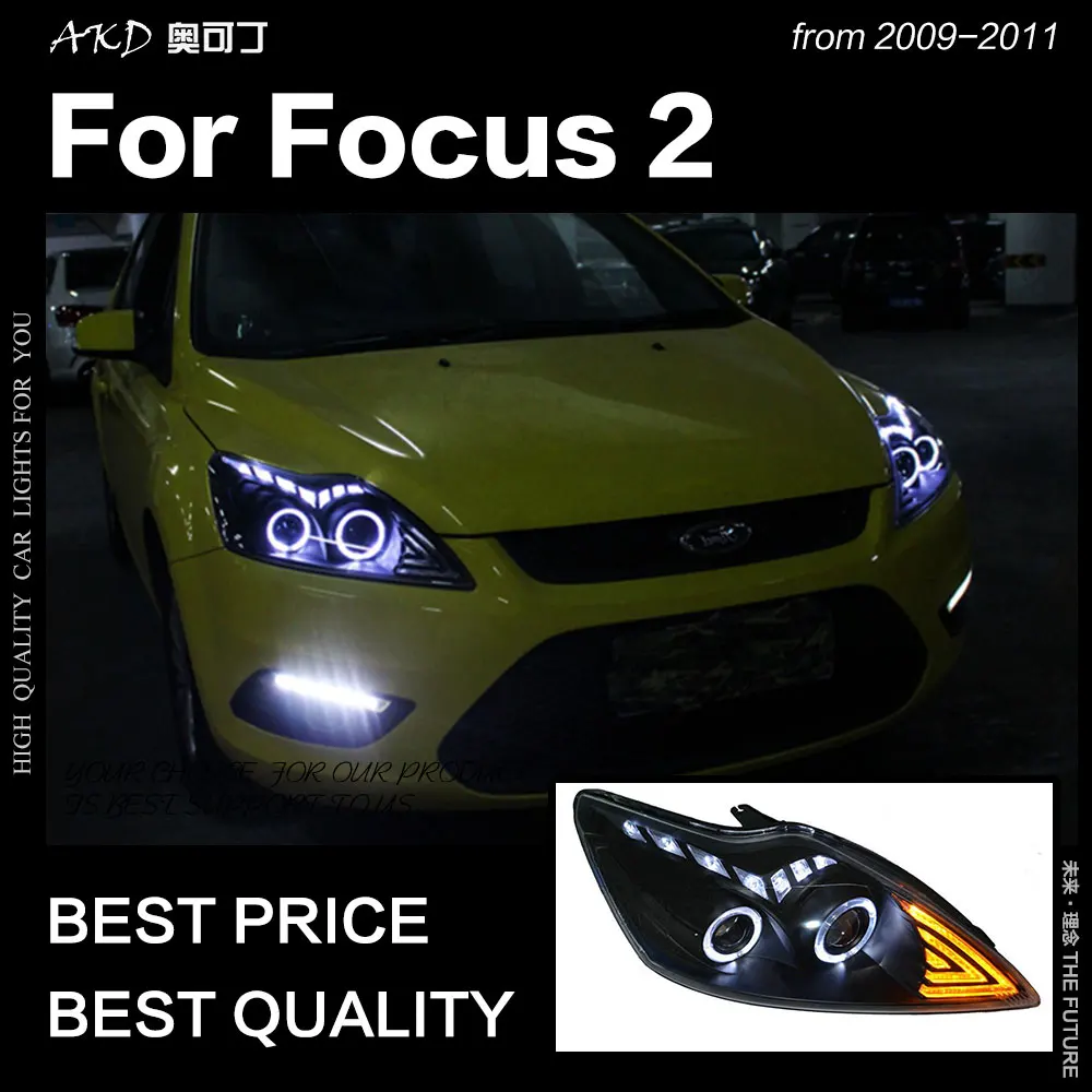 АКД стайлинга автомобилей для Ford Focus фары 2009 2011 2 светодиодный фар ДРЛ Hid фара