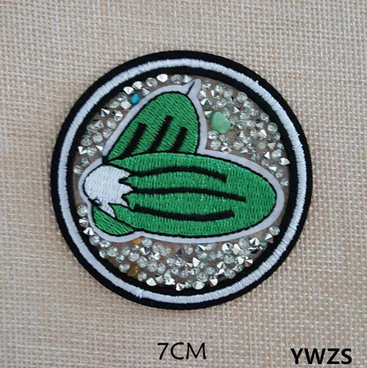 Новинка 10 штук Овощные вышитые стразами нашивки на гладильной поверхности DIY Мотив Апликация украшение для одежды и сумок.