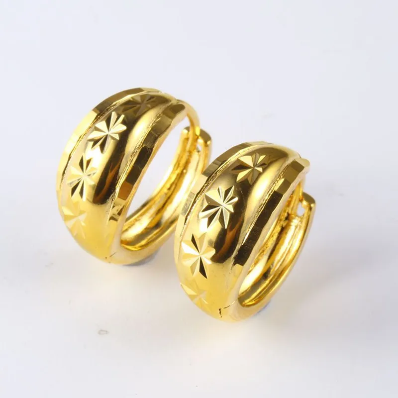 

Stars Carved Earrings Gold Color Classic Womens Hoop Earrings Accessories Gift Diameter 20mm