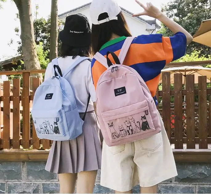 2019 Новый Модный женский рюкзак с принтом кота простой Нейлоновый