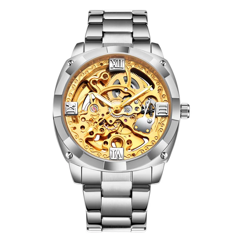 

Mechanical watch men's brand watch fashion business hollow through the bottom mechanical watch men's mechanical self winding