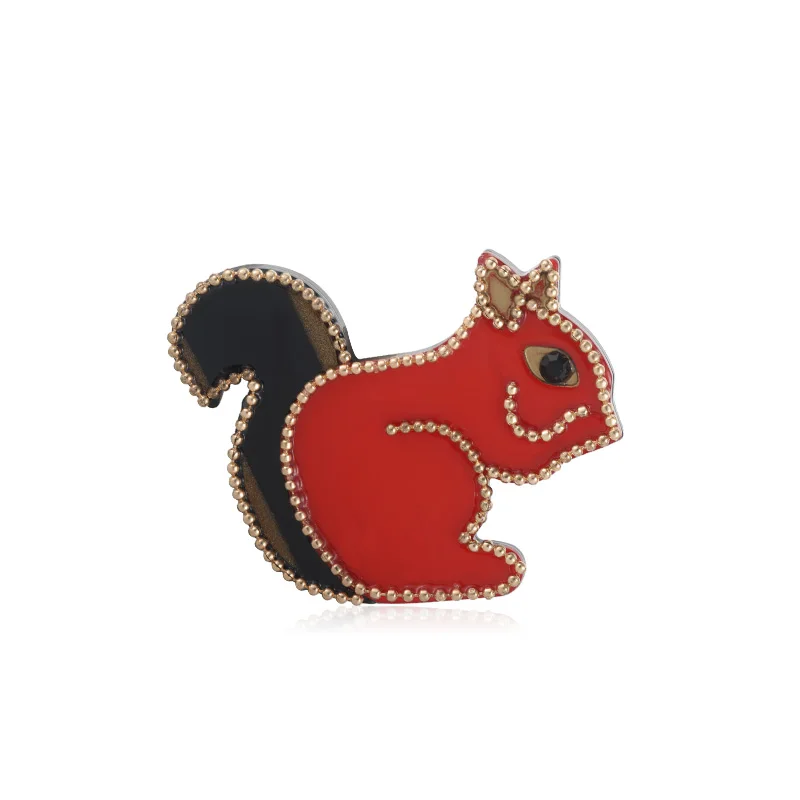 Брошь из акрилового сплава с бусинами и изящной белкой|Броши| |