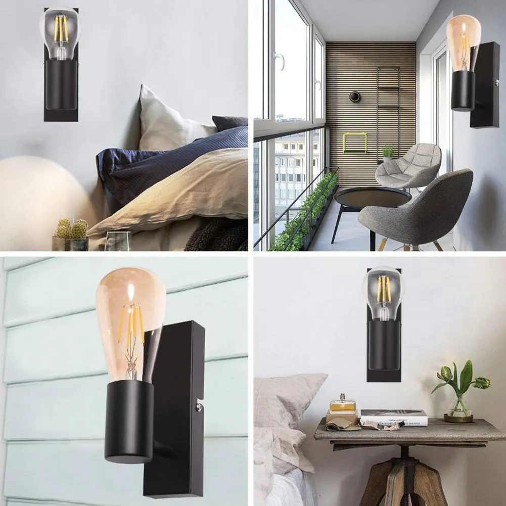 

Wall Mount Wall Light Base E27 Wall Lamp Bracket 350 Rotatable Spotlights for Living Room for bedside bedroom study(No Bulb)