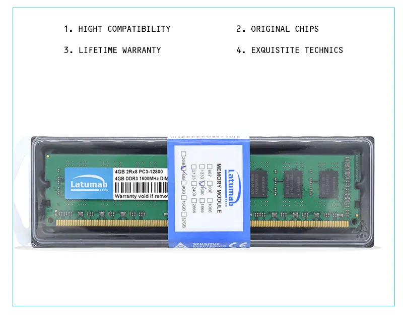 Latumab 4 ГБ 8 ГБ DDR3 1600 МГц PC3 12800 настольная Память DIMM Память RAM 240 шпильки 1,5 в Настольный ПК модуль памяти ram
