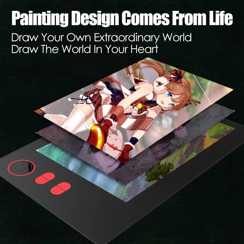 

Graphics Drawing Tablet With 8192 Level Battery-Free Digital Pen Stylus Writing Board Pad For Mac OS Windows PC Android Phone