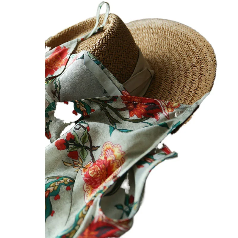 

2021 New women's sexy summer V-neck Chiffon oil painting flower suspender skirt French print T-shirt