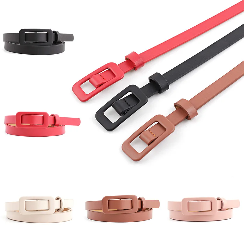 Ремень из искусственной кожи Женский Тонкий Модный Узкий Пояс карамельных