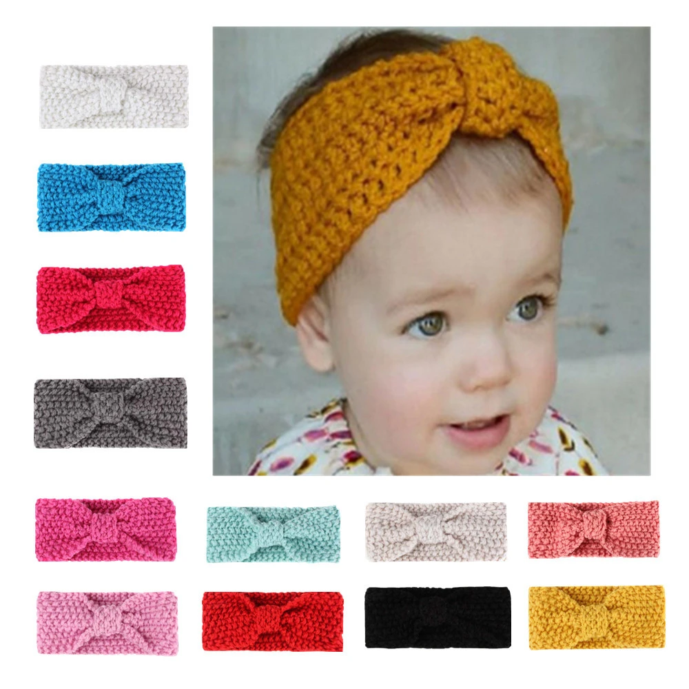 

1 PCS Spring Summer Solid Color Boho Knit Baby Headband Girls Twisted Knotted Soft Elastic Baby Girl Headbands Hair Accessories