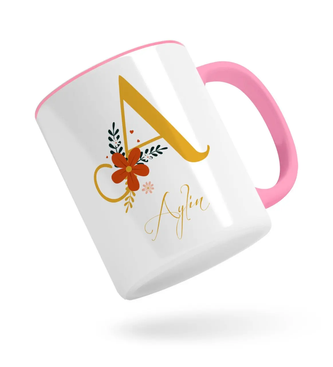 

С персональными буквами и название цвета: розовый кружка Bardak-1