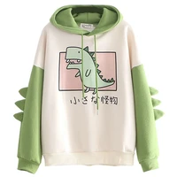 dinosaur oversized cartoon hoodie women fashion sweatshirt casual print korean style thicken sweatshirt winter dino hoodie tops