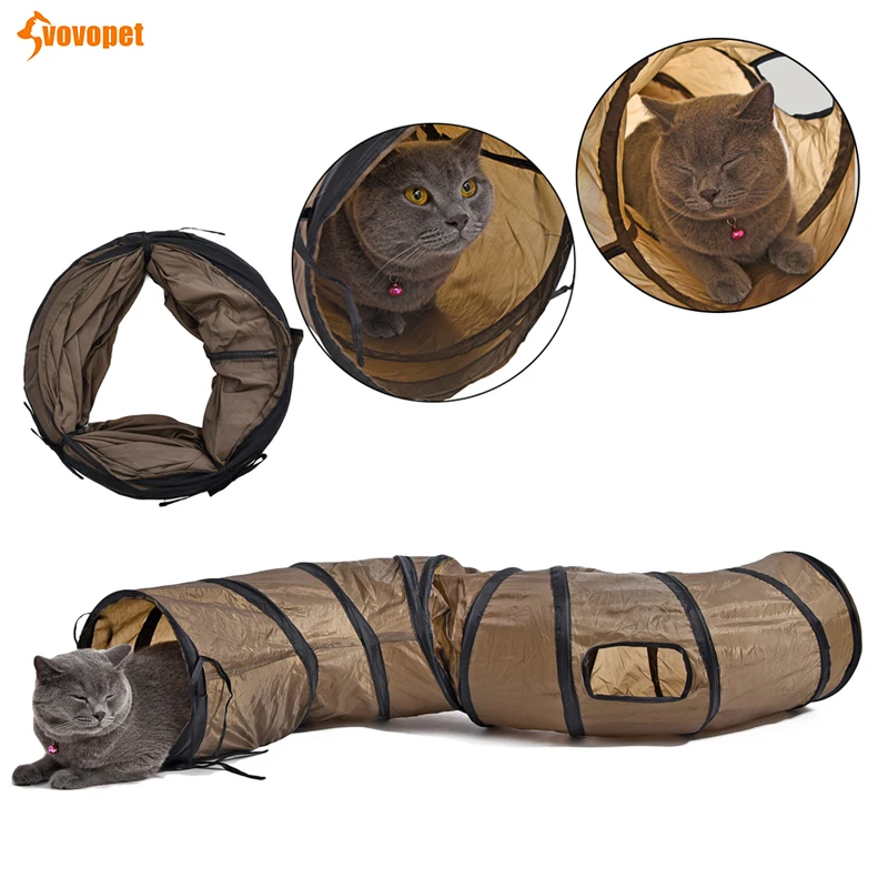 Забавный складной туннель для кошек трубка S форма 2 отверстия crinkle кошка игрушка
