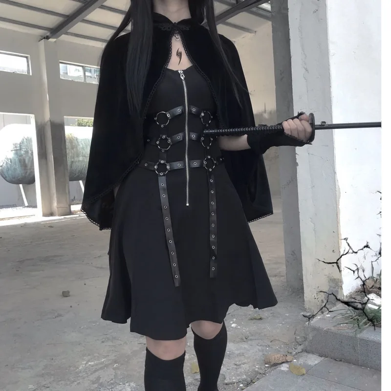 JIEZuoFang Winter Gothic Cape Coat Halloween Velvet Cloak Hooded Medieval Costume Witch Wicca Vampire Autumn Warm Outwear | Женская